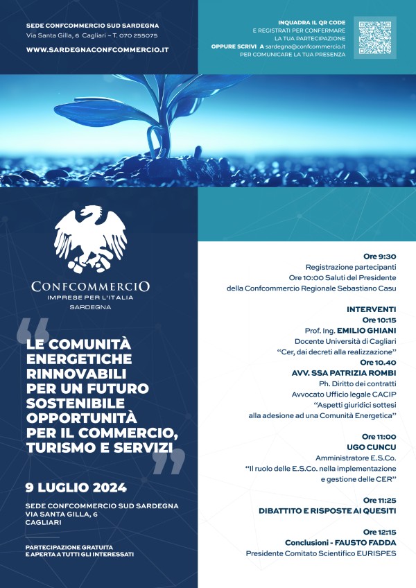 CONVEGNO : Le Comunità Energetiche rinnovabili per un futuro sostenibile: opportunità per il Commercio, Turismo e Servizi".